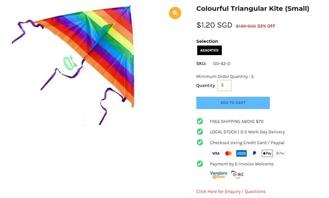 small colourful triangular kite