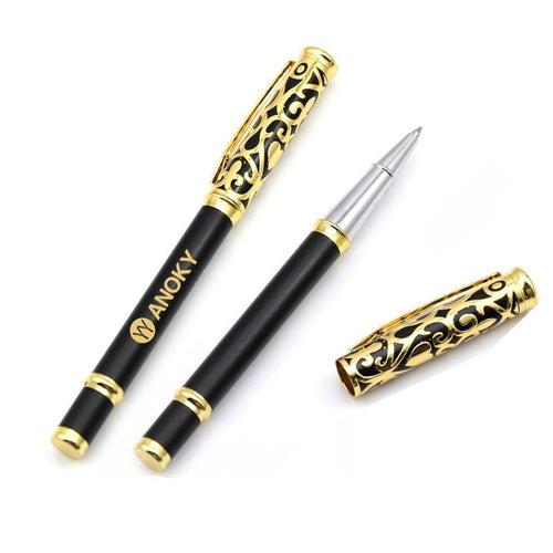 Metal Business Pen With Black And Gold Cap One Dollar Only