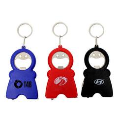 Smiling Man Keychain With Tape Measure, Led Light And Bottle Opener One Dollar Only