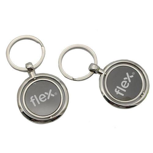 Round Zinc Alloy Keychain With Rotating Plate One Dollar Only