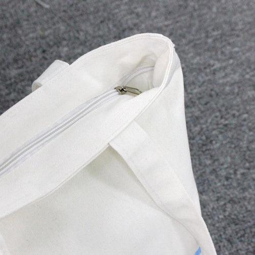 White Canvas Tote Bag With Zip One Dollar Only