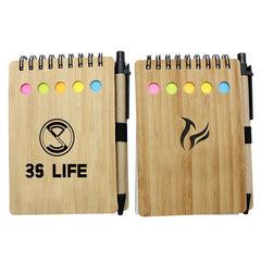 Notepad Set With Spiral-Bound Bamboo Cover One Dollar Only