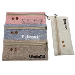 Cotton Pencil Case With Button Design One Dollar Only