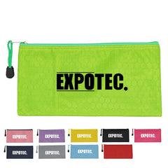 Flat Zippered Pencil Case with Hexagonal Design One Dollar Only