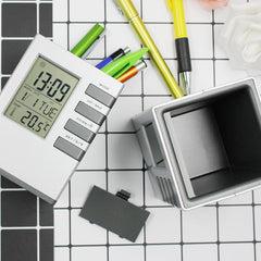 Square Pen Holder With Electronic Calendar One Dollar Only