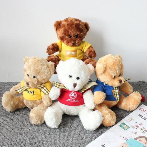 16cm Teddy Bear Plush Toy With T-Shirt And Checkered Ribbon One Dollar Only
