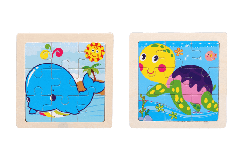 Cartoon Sea Animals Mini Wooden Puzzle Games and Toys One Dollar Only