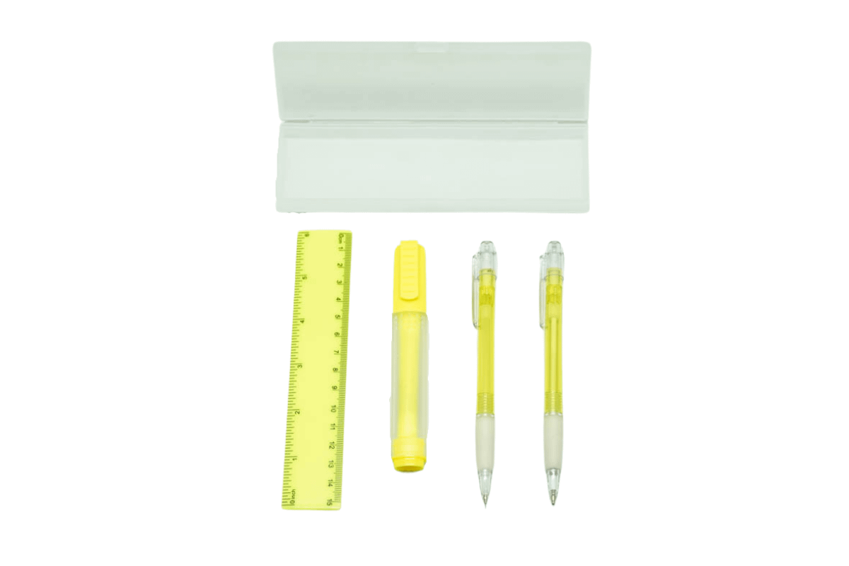 4pc Stationery Set with Hard Cover Pencil Case Stationery Set One Dollar Only