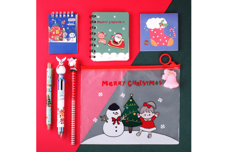 Christmas Theme Zip Case Stationery Set Cases One Dollar Only