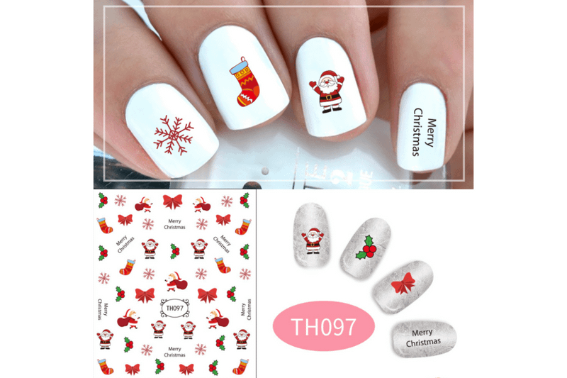 Christmas Theme Nail Art Stickers Seasonal One Dollar Only