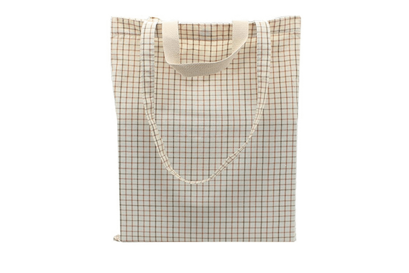 Checkered Cotton Tote Bag With Carrying Handles And Carrying Straps CG Bags One Dollar Only