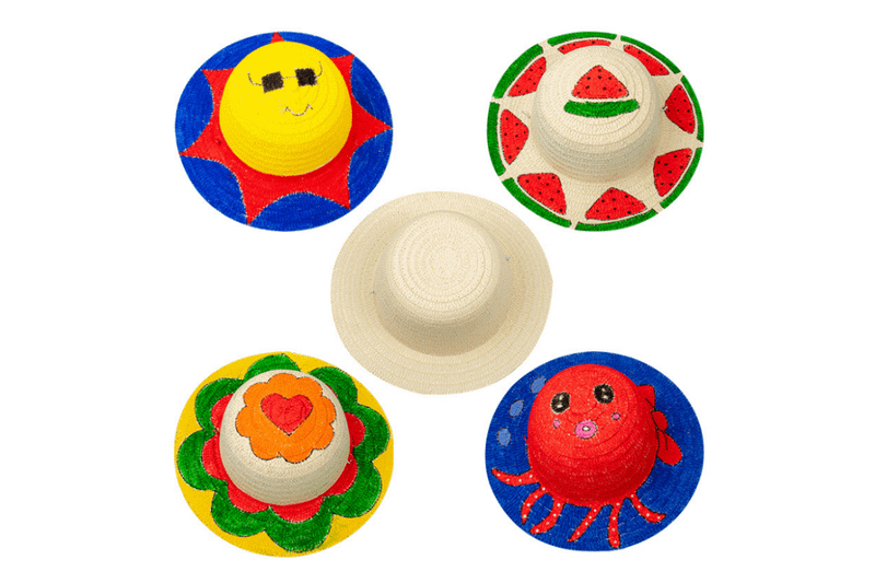 DIY Painting Straw Hat Art Craft & D.I.Y One Dollar Only