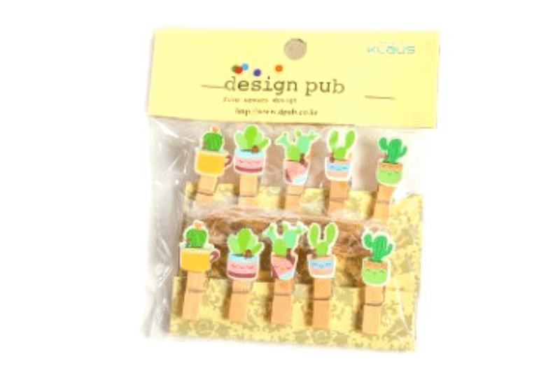 Cactus Theme Wooden Clip with Twine Art Craft & D.I.Y One Dollar Only