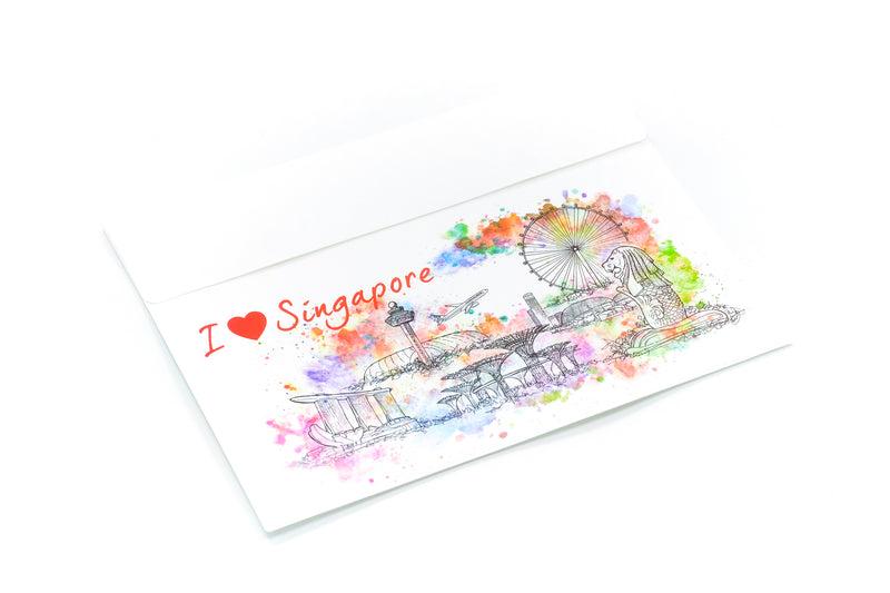 B4 Velcro File Folder With Singapore Skyline Watercolour Design Files and Folders One Dollar Only