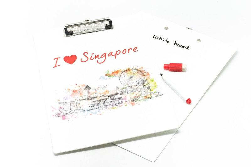 Clipboard With Whiteboard with a Singapore Skyline Watercolour Design Files and Folders One Dollar Only