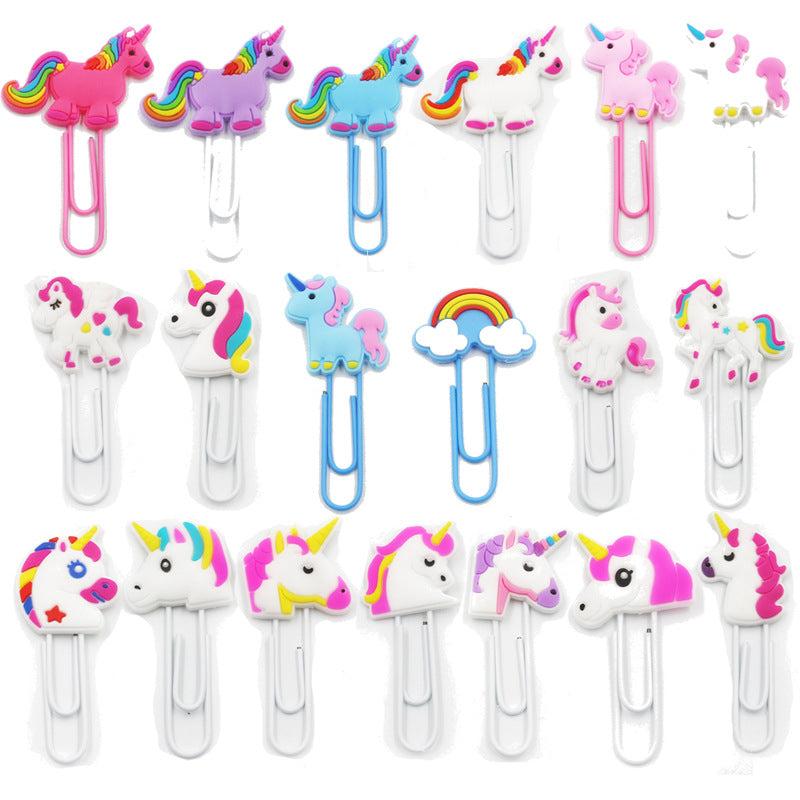 PVC Novelty Unicorn Paper Clip Bookmark Bookmarks One Dollar Only