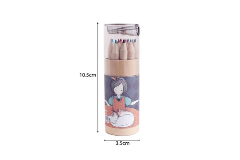 Sketch Girl Theme Tube Color Pencil with Sharpener Colouring Materials One Dollar Only