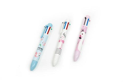 Flamingo Design Multi-Colour Clicker Pen Pens One Dollar Only