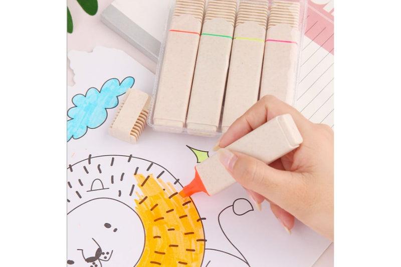 Set of 4 Wheat Straw Highlighters Everyday Stationery One Dollar Only