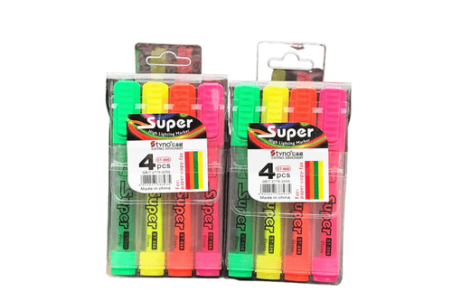 Neon 4-Colour Highlighter Set Everyday Stationery One Dollar Only