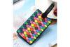 Geometric Abstract Design Bold Colors on Black Luggage Tag Key Chains One Dollar Only