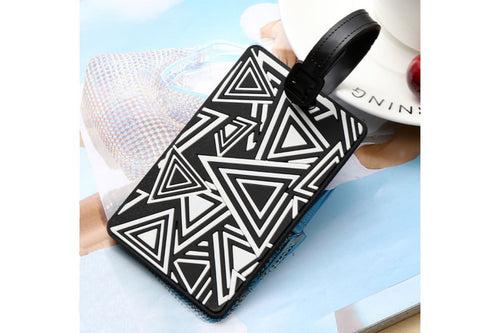 Geometric Abstract Design Monochrome Black and White Luggage Tag Key Chains One Dollar Only