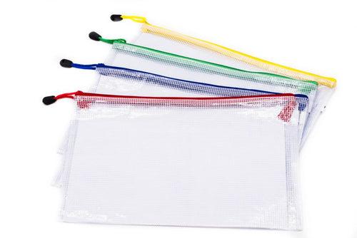 A4 Netting Plastic Case White with Coloured Zip Trim Cases One Dollar Only