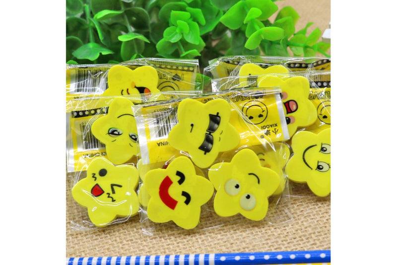 Star Smiley Emoji 3 Piece Eraser Set Erasers One Dollar Only
