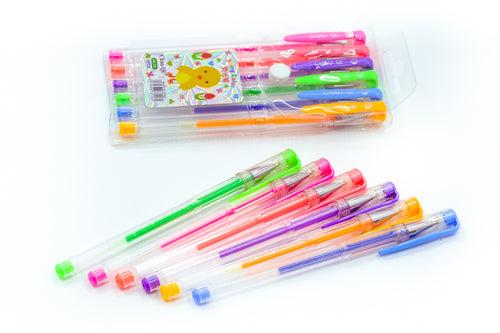 Neon Gel Pen 6pc Set Colouring Materials One Dollar Only