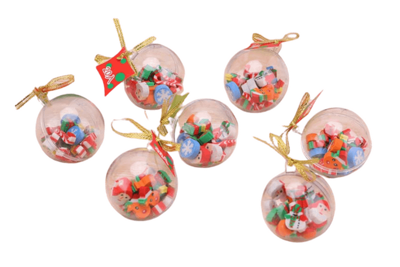 Christmas Erasers Ball Ornament Seasonal One Dollar Only