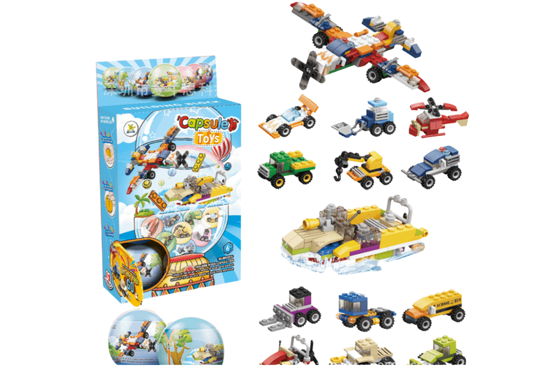 Transport Themed Building Block Capsule Toys Games and Toys One Dollar Only