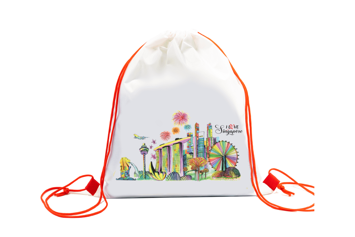 Singapore Design Drawstring Nylon Sports Bag (CCA Bag) Bags One Dollar Only