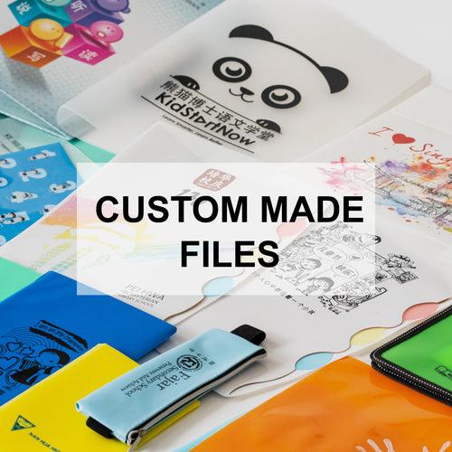 flatlay of custom made files for cheap corporate gift