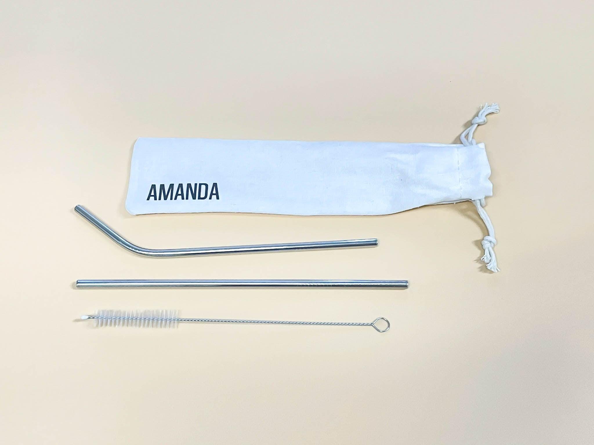 Personalised Gift Straw Set in canvas pouch